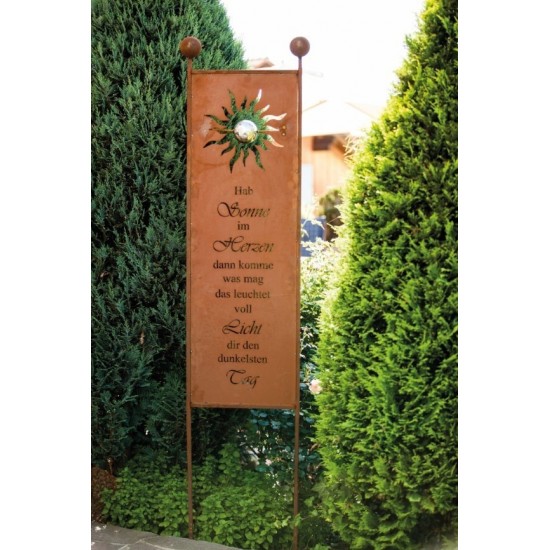 Gartenstecker &quot;Sonne&quot; edel, Rost, Höhe 200 cm, Tafelhöhe 120 cm, 2teilig