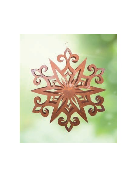 Gartendeko Rost Flocke 5 Schneekristall gebogen Ø 20 cm / rostige Flocke Edelrost 