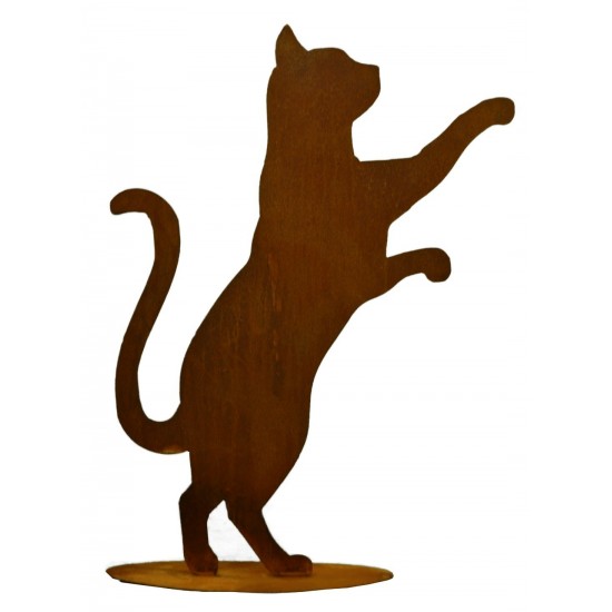 Katze getigert 35x34cm Tiger Kater Rost Edelrost Metall Figur Rostfigur Tiere 