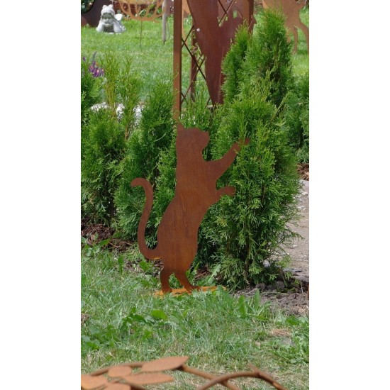 Deko Katze Metall als rostige Gartendeko wetterfest