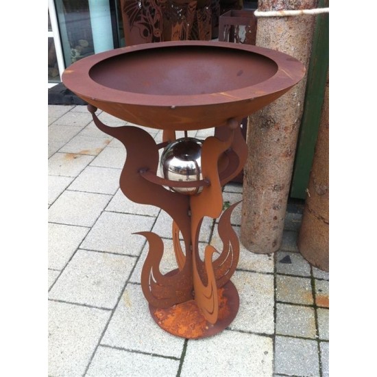 Dekoschale mit Ständer inkl. Edelstahlkugel  - Flammenständer -