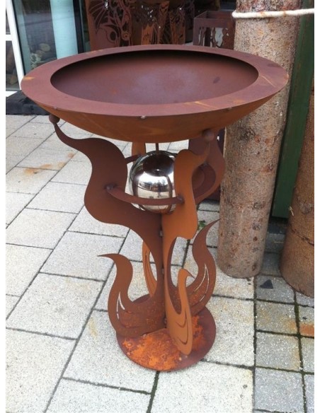 Dekoschale mit Ständer inkl. Edelstahlkugel  - Flammenständer -