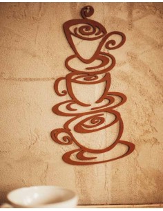 Wandbild Kaffeetassen, 30 cm hoch, 15 cm breit