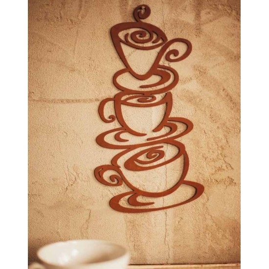 Wandbild Kaffeetassen, 30 cm hoch, 15 cm breit