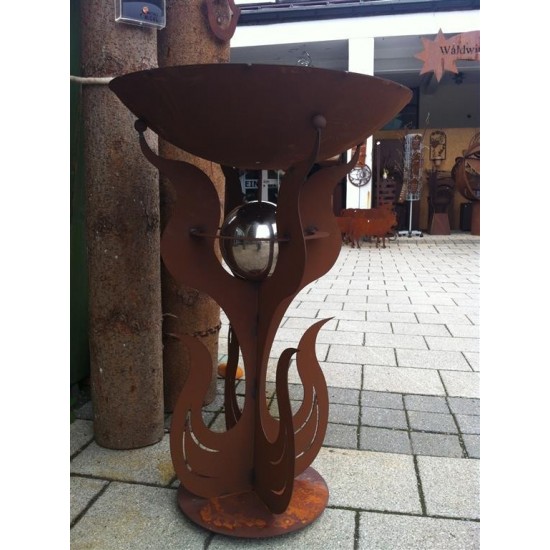 Dekoschale mit Ständer inkl. Edelstahlkugel  - Flammenständer -