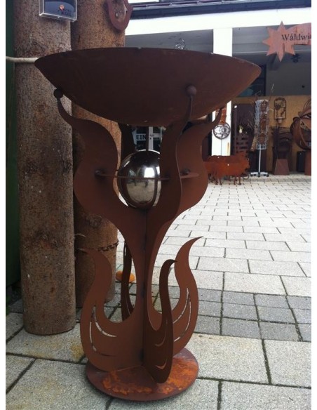 Dekoschale mit Ständer inkl. Edelstahlkugel  - Flammenständer -