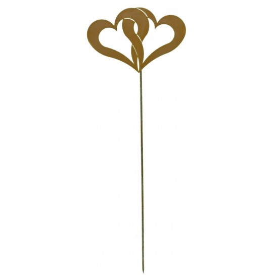 Doppeltes Herz Gartenstecker - Breite 36 cm, Gesamthöhe 123 cm