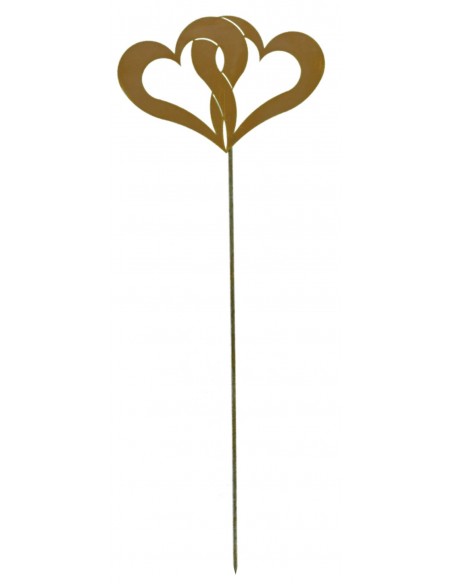 Doppeltes Herz Gartenstecker - Breite 36 cm, Gesamthöhe 123 cm