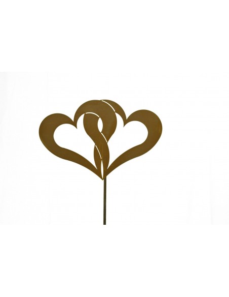 Doppeltes Herz Gartenstecker - Breite 36 cm, Gesamthöhe 123 cm