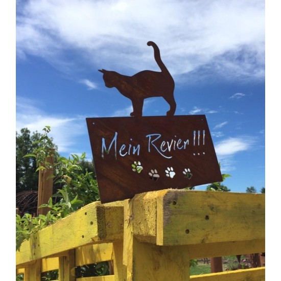 Katzenschild - Mein Revier - eckig, zum Hängen, Höhe 42 cm 