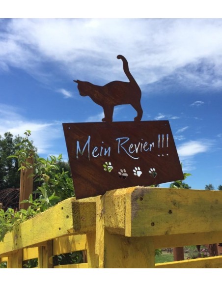 Katzenschild - Mein Revier - eckig, zum Hängen, Höhe 42 cm 