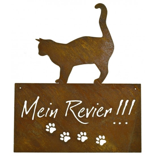 Katzenschild - Mein Revier - eckig, zum Hängen, Höhe 42 cm 