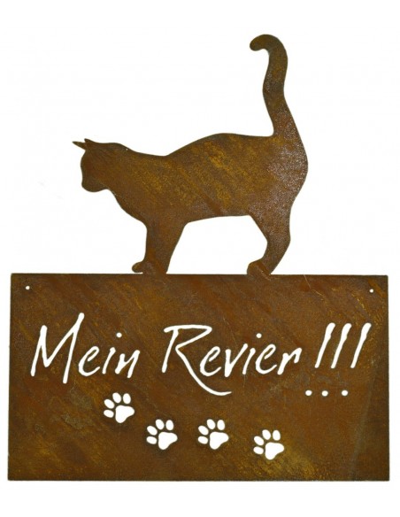 Katzenschild - Mein Revier - eckig, zum Hängen, Höhe 42 cm 