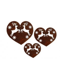 Weihnachtsdeko Herzen mit Rentieren - Landhausdeko Metall