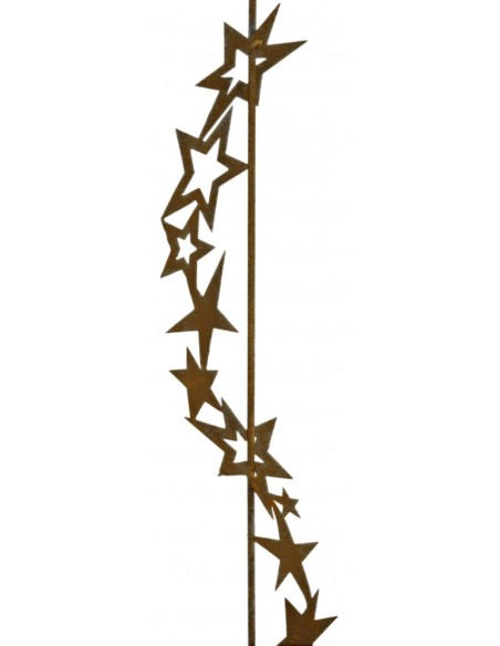 Gartenstecker Sternenband mit Kugel -  Gartendeko aus Edelrost