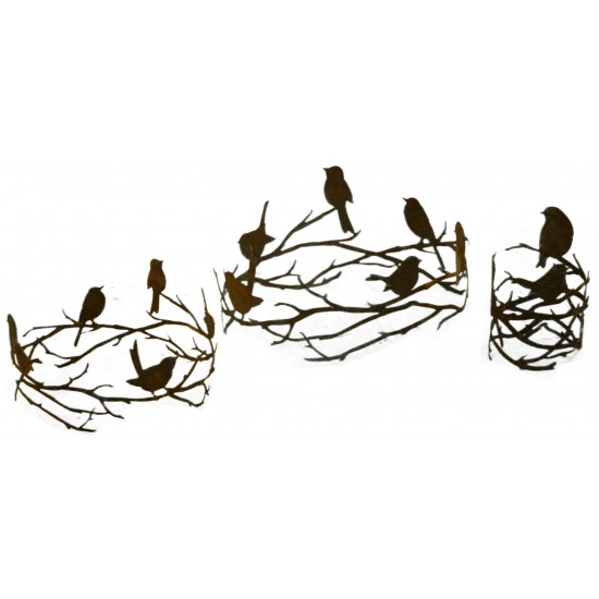 Vögel auf Astring zum Hängen und Stellen,  Durchmesser 35 cm Deko Shop Gartendekoration Blumenring Rostring Dekoring Edelrost