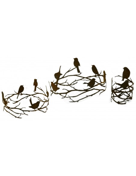 Vögel auf Astring zum Hängen und Stellen,  Durchmesser 35 cm Deko Shop Gartendekoration Blumenring Rostring Dekoring Edelrost