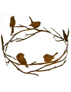 Vögel auf Astring zum Hängen und Stellen,  Durchmesser 35 cm Deko Shop Gartendekoration Blumenring Rostring Dekoring Edelrost