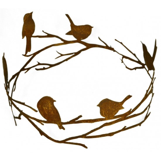 Vögel auf Astring zum Hängen und Stellen,  Durchmesser 35 cm Deko Shop Gartendekoration Blumenring Rostring Dekoring Edelrost