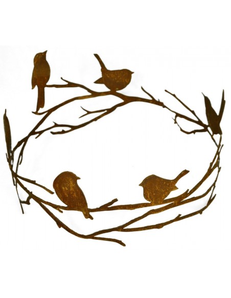 Vögel auf Astring zum Hängen und Stellen,  Durchmesser 35 cm Deko Shop Gartendekoration Blumenring Rostring Dekoring Edelrost