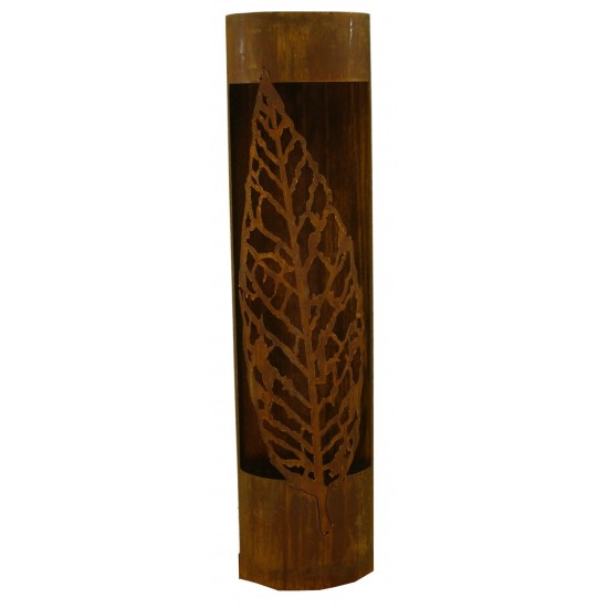 Edelrost Säule 'Willow' rund, mit schmalem Blatt, Höhe 100 cm aus rostigem Metall zur Gartendeko