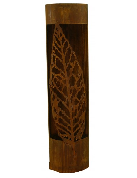 Edelrost Säule 'Willow' rund, mit schmalem Blatt, Höhe 100 cm aus rostigem Metall zur Gartendeko