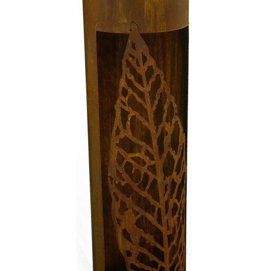 Edelrost Säule 'Willow' rund, mit schmalem Blatt, Höhe 100 cm aus rostigem Metall zur Gartendeko