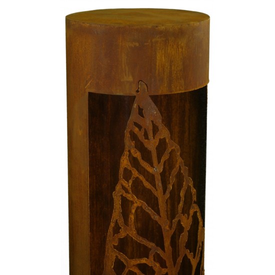 Edelrost Säule 'Willow' rund, mit schmalem Blatt, Höhe 100 cm aus rostigem Metall zur Gartendeko