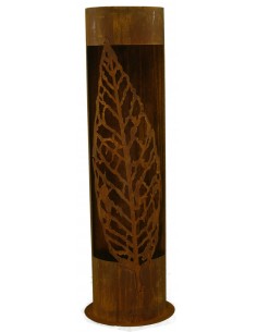 Edelrost Säule 'Willow' rund, mit schmalem Blatt, Höhe 120 cm aus rostigem Metall zur Gartendeko