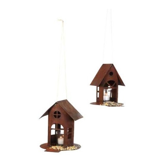 Deko Vogelhaus oder Vogelfutterstelle als Windlicht  zum Stellen