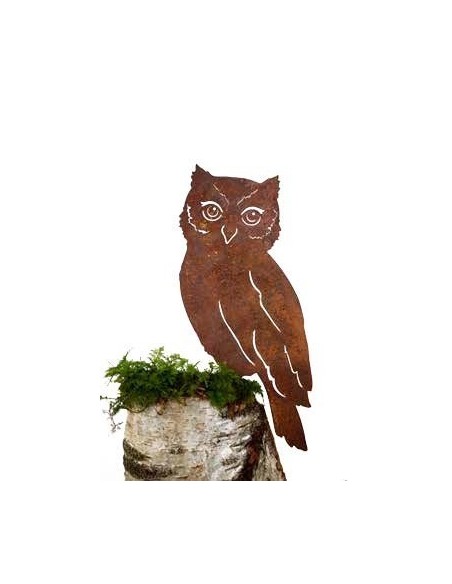 Metallsatz Eule mit Ausschnitten als Stecker, zum Einschlagen in Holz, Höhe 28 cm Metallsatz Eule mit Ausschnitten als Stecker, zum Einschlagen in Holz, Höhe 28 cm