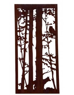 Wild Paravent "Fuchs und Eule" , Gartenparavent im Winter, Paravent filigran, Deko für den Garten, Detail Fuchs