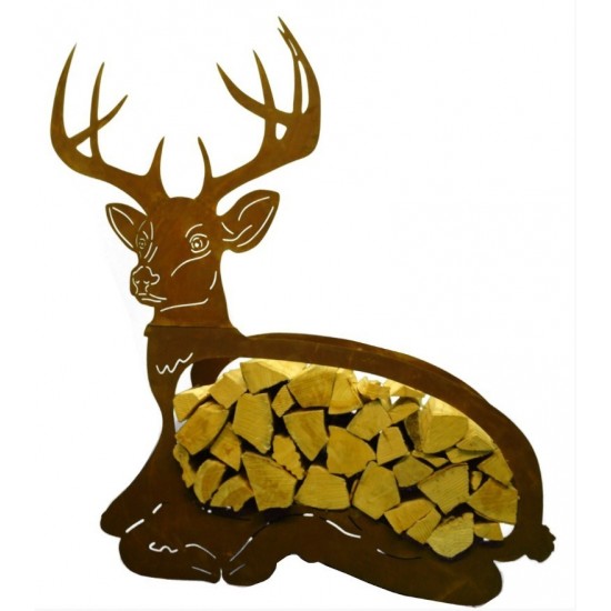 liegender Hirsch als Holzregal ein echtes Unikat als Edelrost