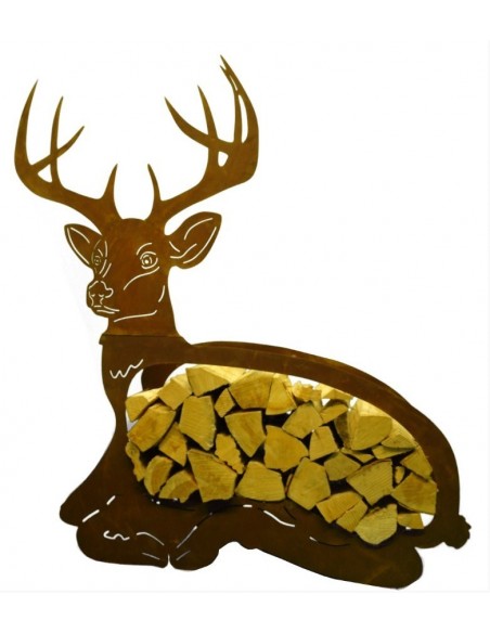 liegender Hirsch als Holzregal ein echtes Unikat als Edelrost