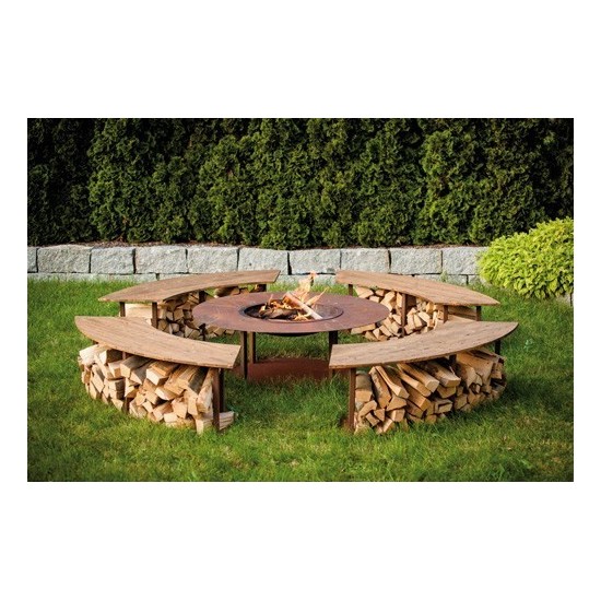 Feuerschalen Feuerstelle Circle Komplett Set inkl. Schwenk-Grill und Bänken- Garten Grillstelle Dieser großer Grillpatz für Zuha