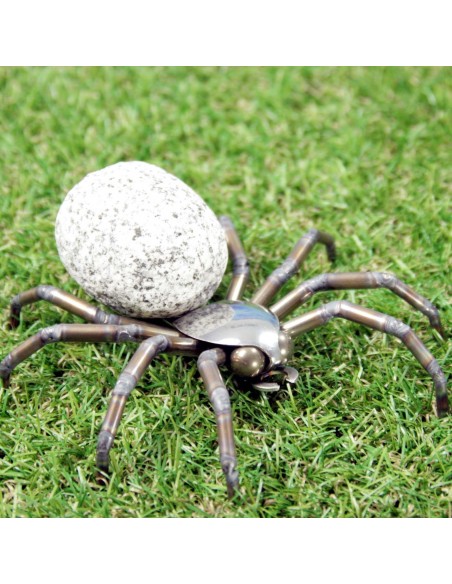 Deko Spinne aus Edelstahl und Stein