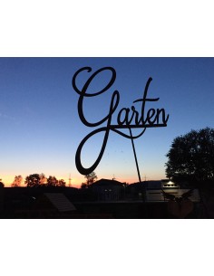 Schriftzug "Garten" auf Stab, 2mm Stahl H 45 cm - B 67 cm - Stab 120 cm 2