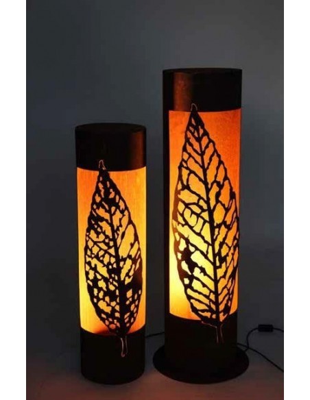 Edelrost Säule 'Willow' rund, mit schmalem Blatt, Höhe 100 cm aus rostigem Metall zur Gartendeko