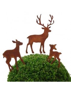 Gartenstecker Hirsch mit Reh als Familie