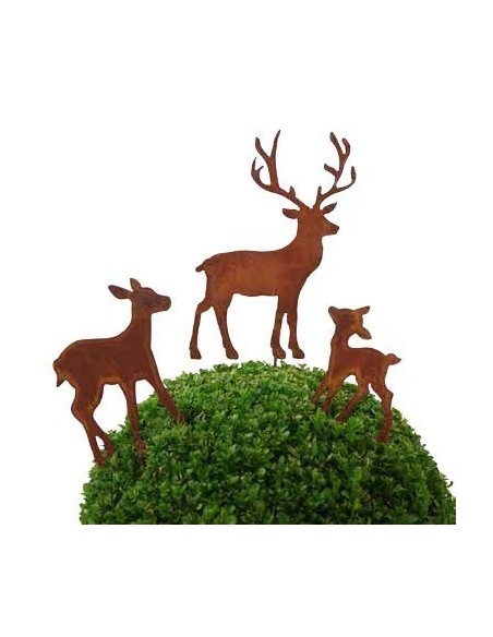 Gartenstecker Hirsch mit Reh als Familie