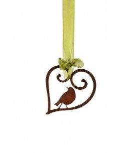 Schönes Curlherz mit Vogel in der Mitte zum Aufhängen 2