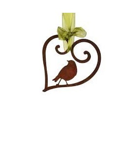 Schönes Curlherz mit Vogel in der Mitte zum Aufhängen