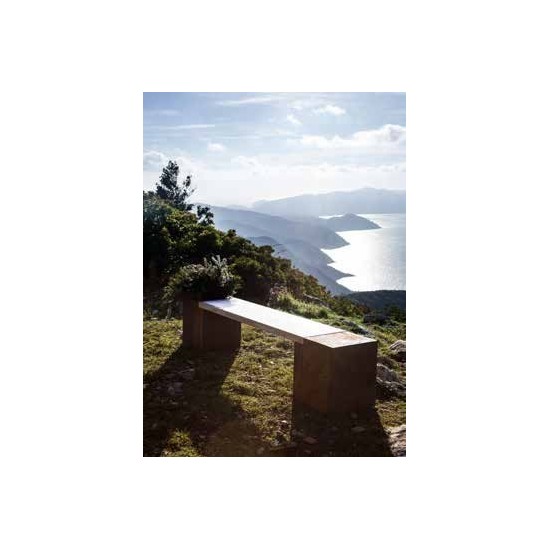 Edelrost Sitzbank Seite zum Bepflanzen -  Rostige Gartendeko