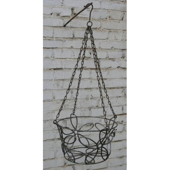 Metallene Blumenampel als Pflanzgefäß