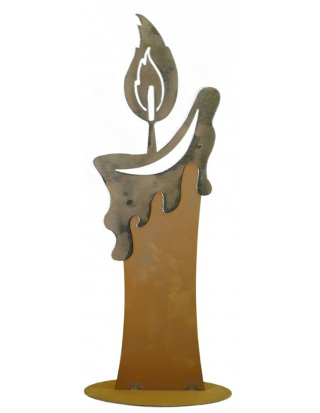Edelrost Weihnachtsdeko Kerze mit Flamme blank geschliffen Edelrost Weihnachtsdeko Kerze mit Flamme blank geschliffen