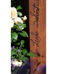 Edelrost Säule "Wo die Liebe wohnt" - Deko für romantischen Garten 2