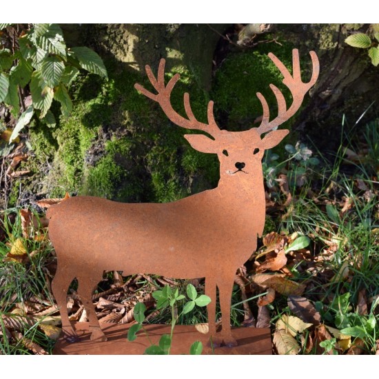 Edelrost-Hirsch auf Platte , Höhe 25  cm für eine schöne Waldszene in Ihren Heim