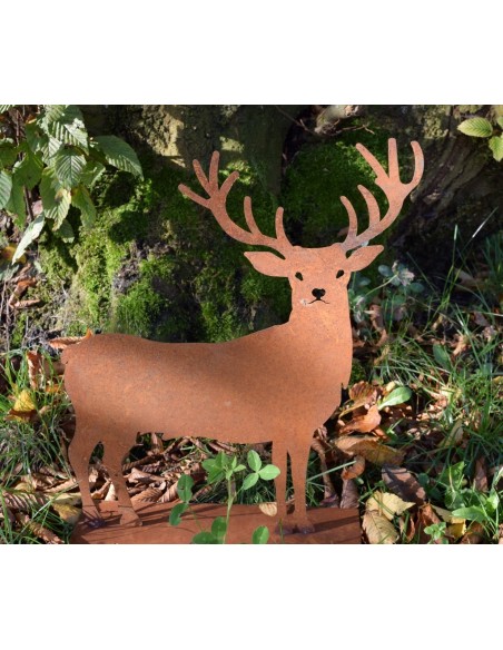 Edelrost-Hirsch auf Platte , Höhe 25  cm für eine schöne Waldszene in Ihren Heim
