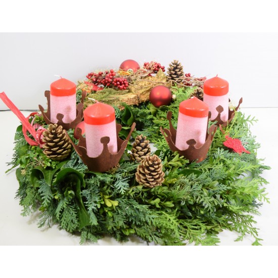 Kerzenhalter Krone Adventskranz rote Kerzen