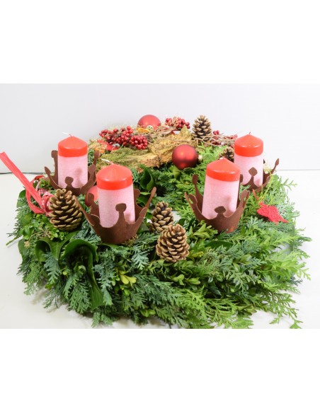 Kerzenhalter Krone Adventskranz rote Kerzen